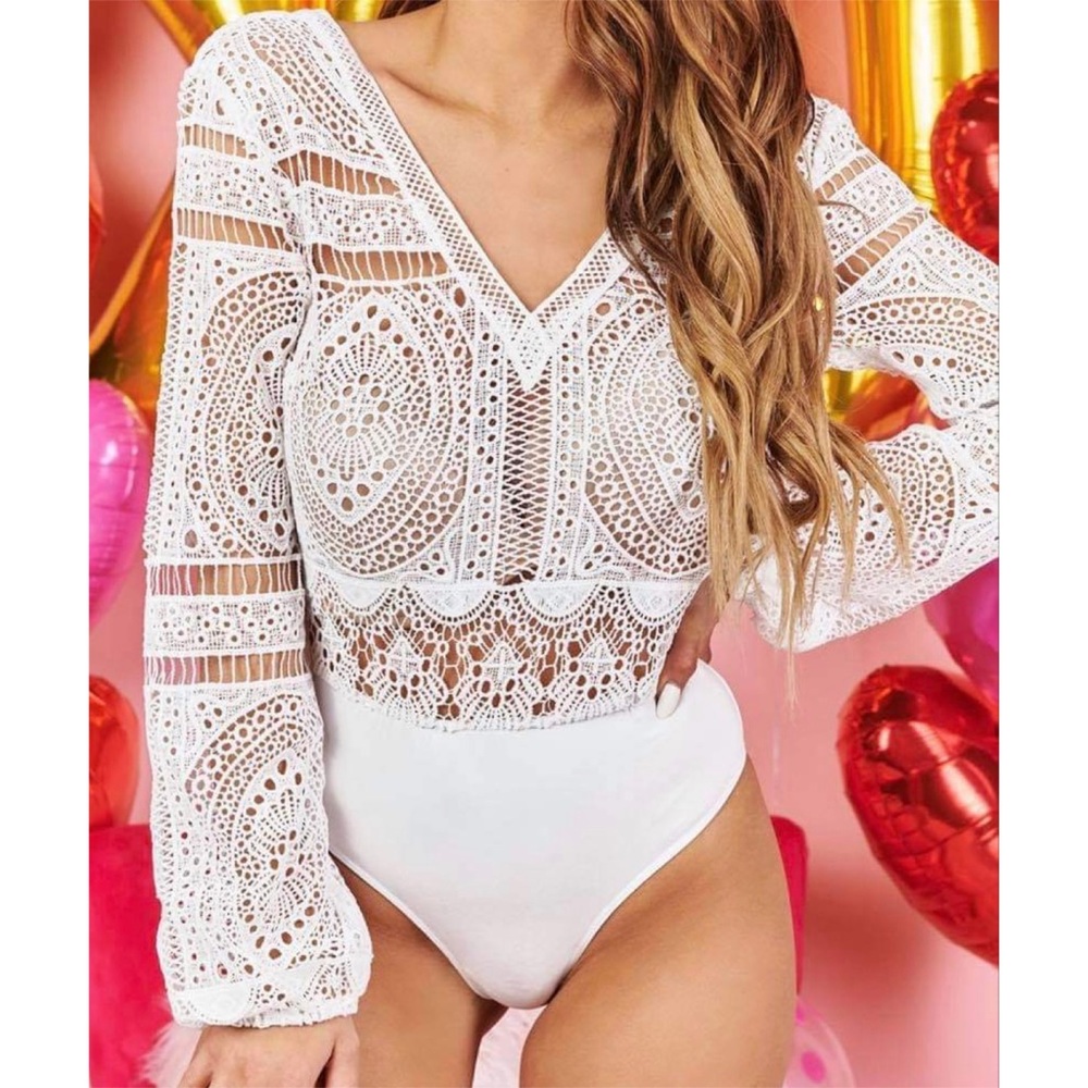 Crochet White Bodysuit